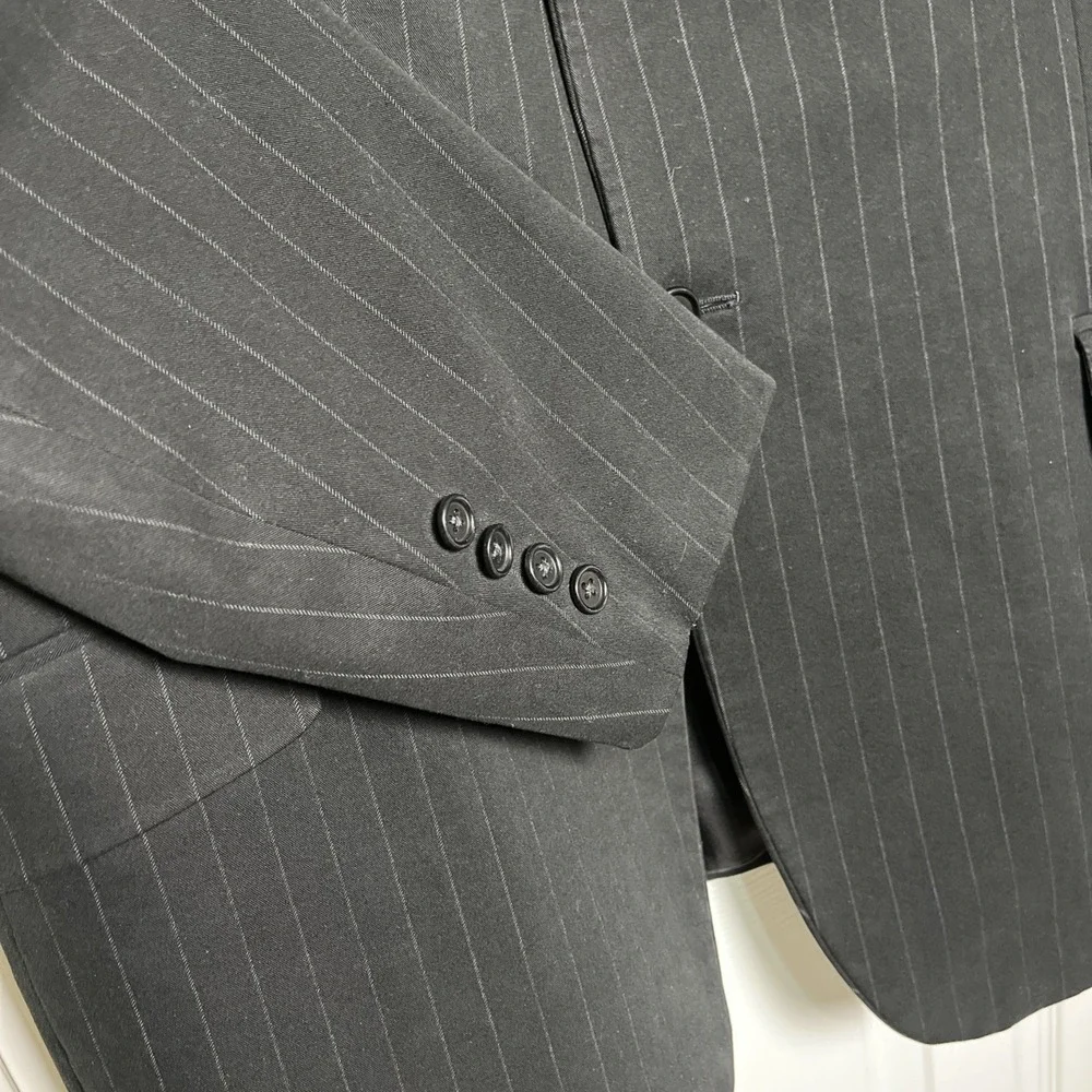 Theory Men's Pinstriped Black Blazer Size 44R Cotton Blend Business Suit‎ Jacket